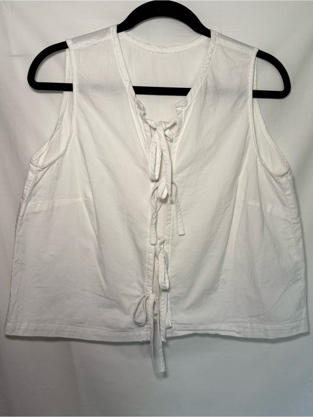White 4-Tie Front Crop Vest Tank Top - Size Medium